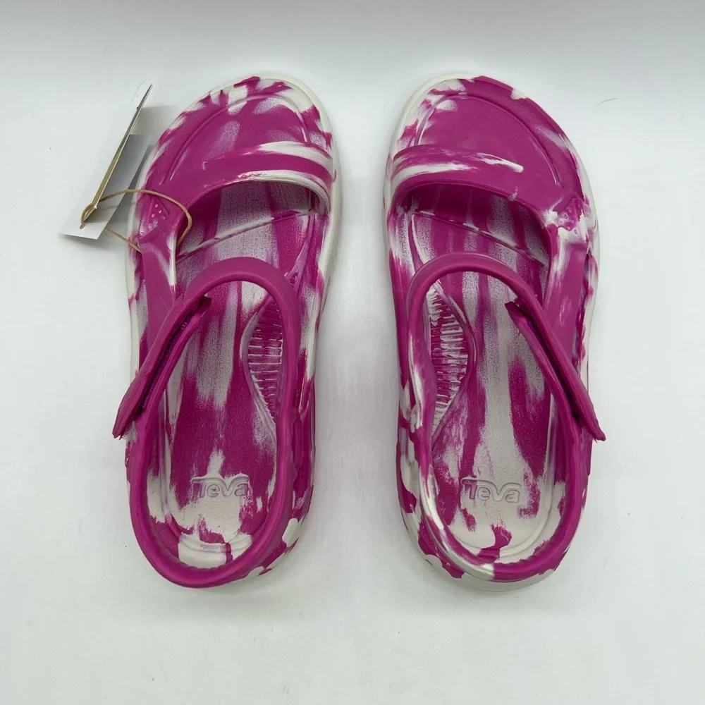 Teva Kids Pink and White Swirl Sandals With Velcro Strap Size Big Kid 3 NWT